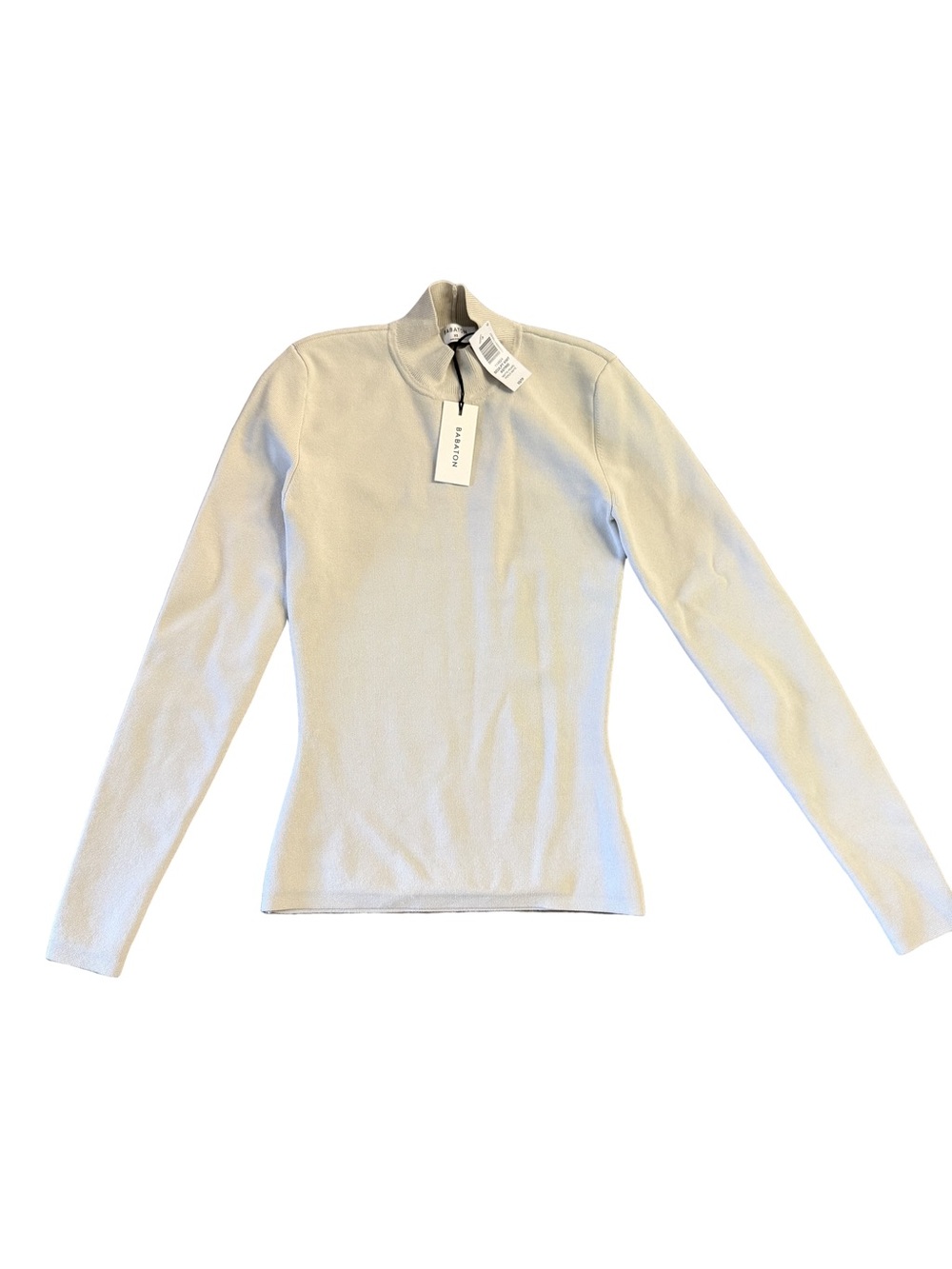 Aritzia Cream Mock Neck Long Sleeve Slim Top (Petite)